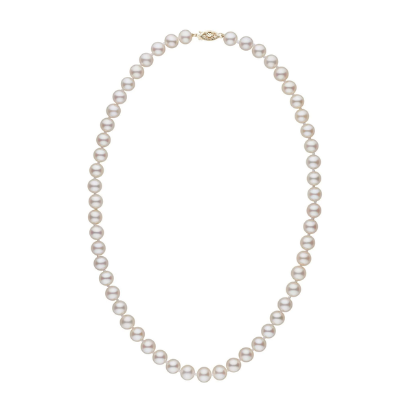 6.5-7.0mm White Freshwater Pearl Necklace With 14K yellow Gold Clasp