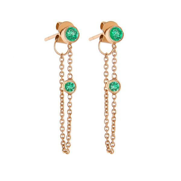 Chains That Bind Earrings - 14K Gold & Emeralds