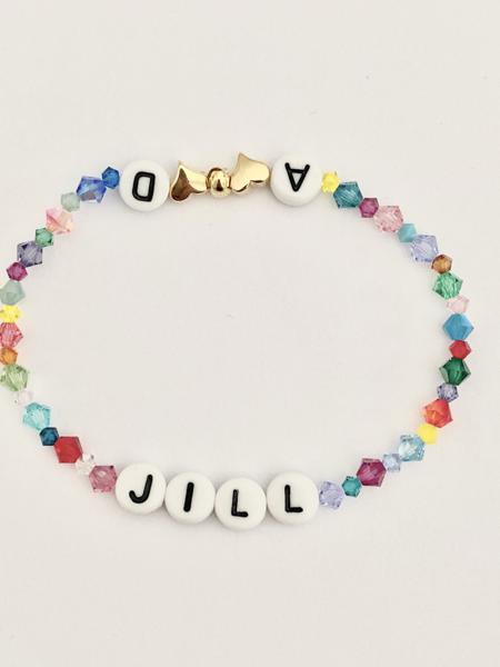 Name Bracelet with heart clasps: No Hanging Charm