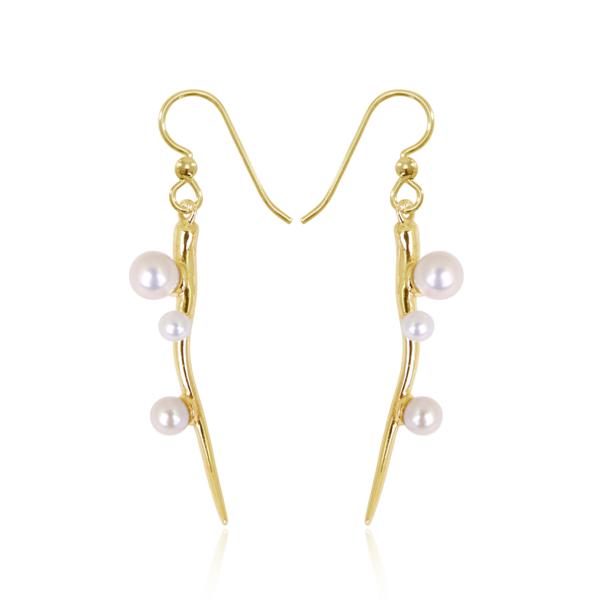 Pearly Vine Drop Earrings (Short)_14KYG