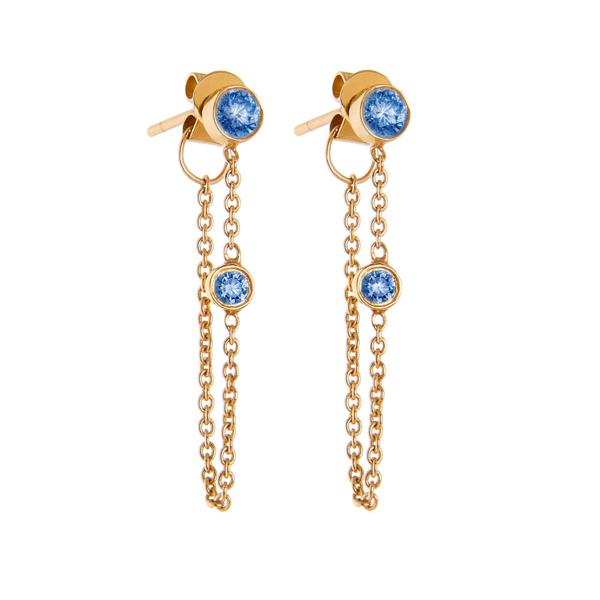 Chains that Bind Earrings - 14K Gold & Blue Sapphires