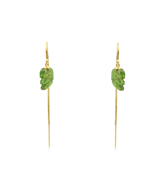 CARVED GREEN TOURMALINE EARRINGS - ONE OF A KIND