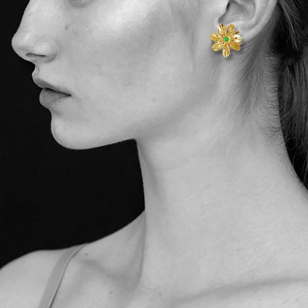 Wildflower Earrings LRG_14KYG_ Tsavorite