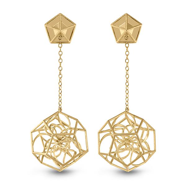 Vitae Ascendere Dodecahedron Gold Earrings