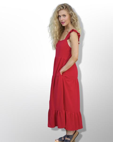 Comfy Reilly Ruffled Tiered Pocket Maxi Dress