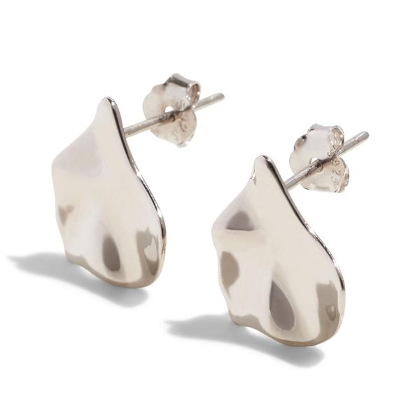THE DAWN STUDS - STERLING SILVER UNEVEN LEAF