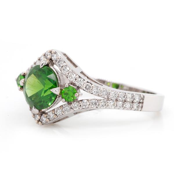 1.19 ct Russian Demantoid 18K Gold Diamond Engagement Fashion Ring