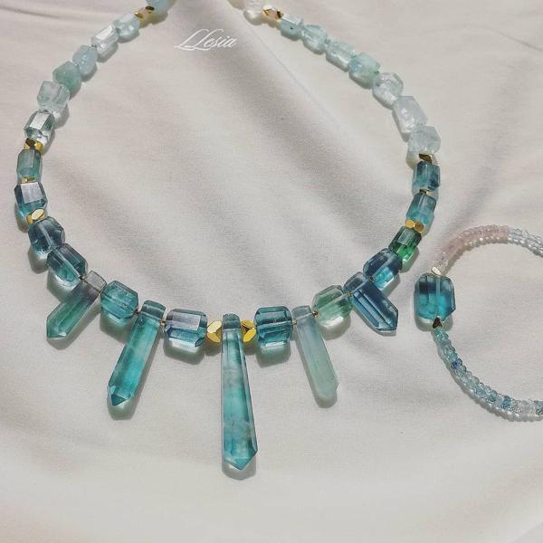 Blue fluorite and aquamarine amaizing necklace
