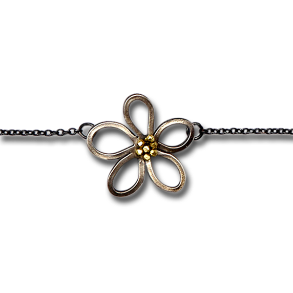 Limned Small Flower Silver Chain