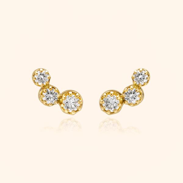 Magic Topkapi 3 Diamonds Yellow Gold Earrings
