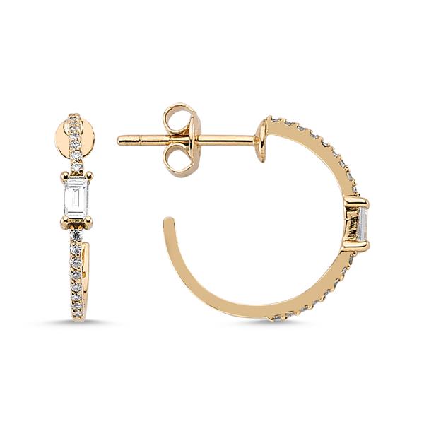 Baguette and White Diamonds Hoops
