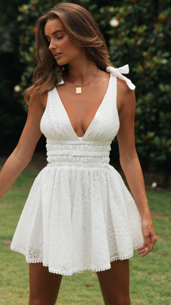 Miss Delacy Detailed Dress - White