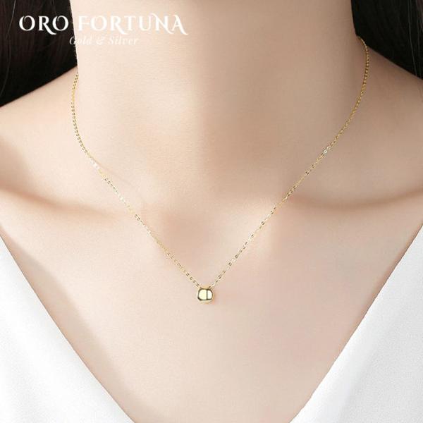 Dainty 14K Gold Plain Round Pendant Necklace Jewellery for Women