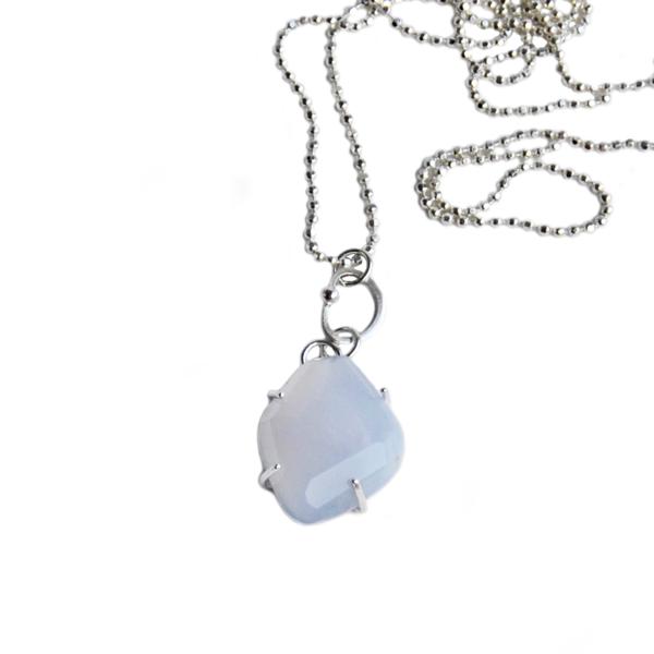 ORB asymmetric silver pendant with chalcedony