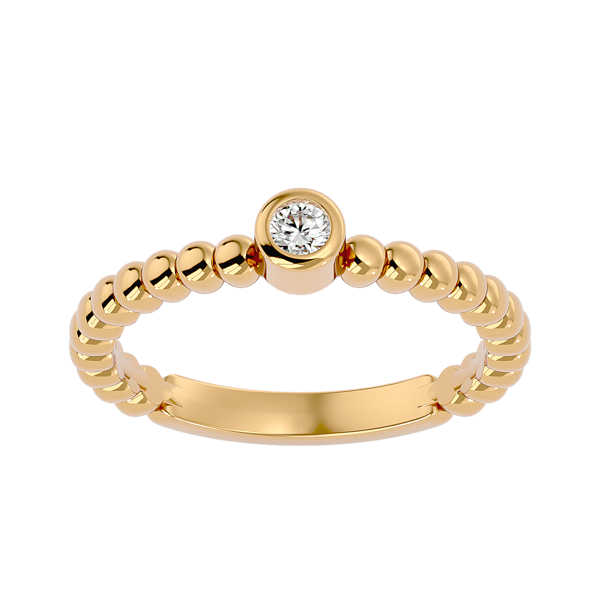 14K Yellow Gold 3.mm .11ct Lab Grown Diamond Fantasy Bezel Ring