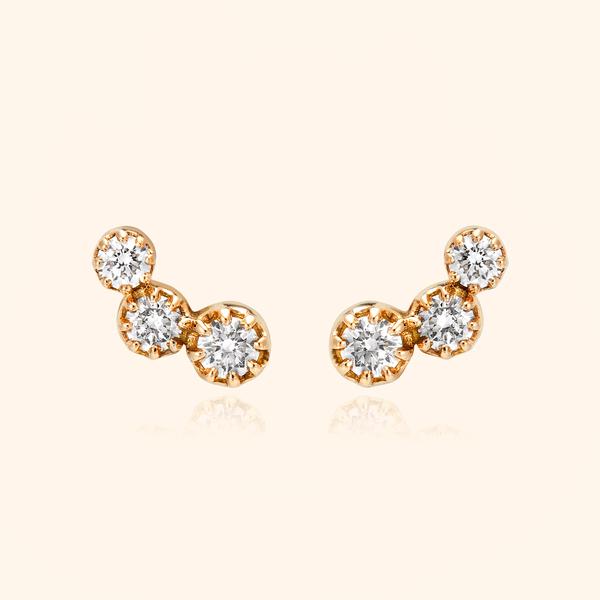 Magic Topkapi 3 Diamonds Rose Gold Earrings