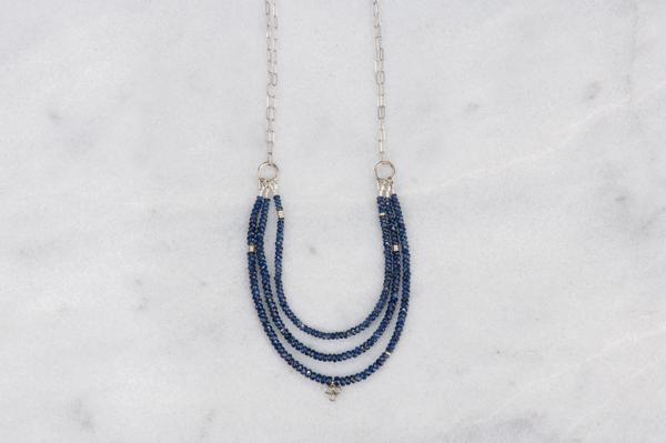 On The Line Sapphire Beaded Necklace