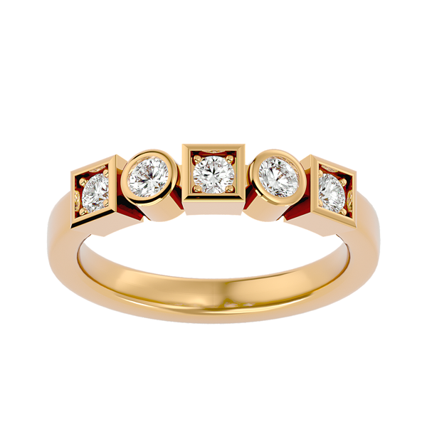 14K Yellow Gold .51 cttw Lab Grown Diamond Circle in the Square Ring
