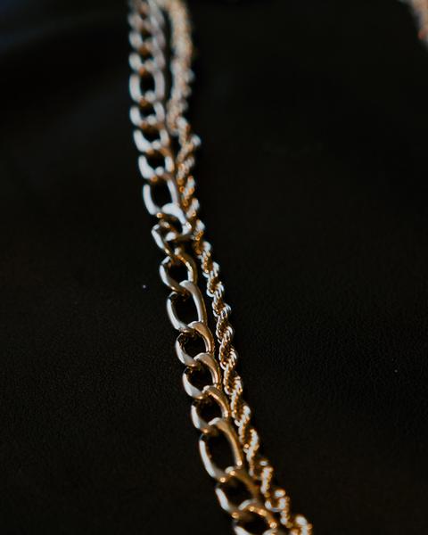 Rope and Cuban Link Chain Necklace Set