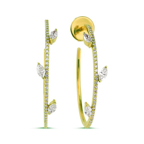 Marquise Accented Diamond Hoops