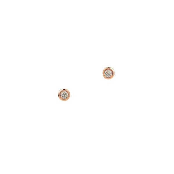 Diamond Tiny Tube Studs - 18k Rose Gold Plated