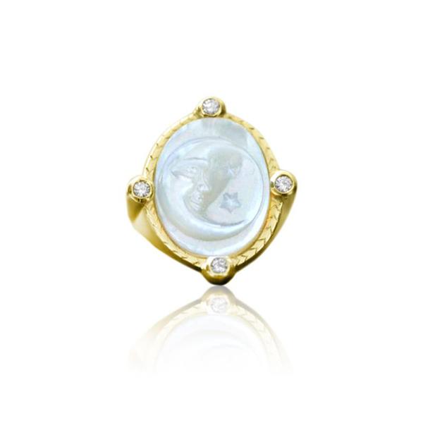 Mother Of Pearl Ring With Four Diamonds