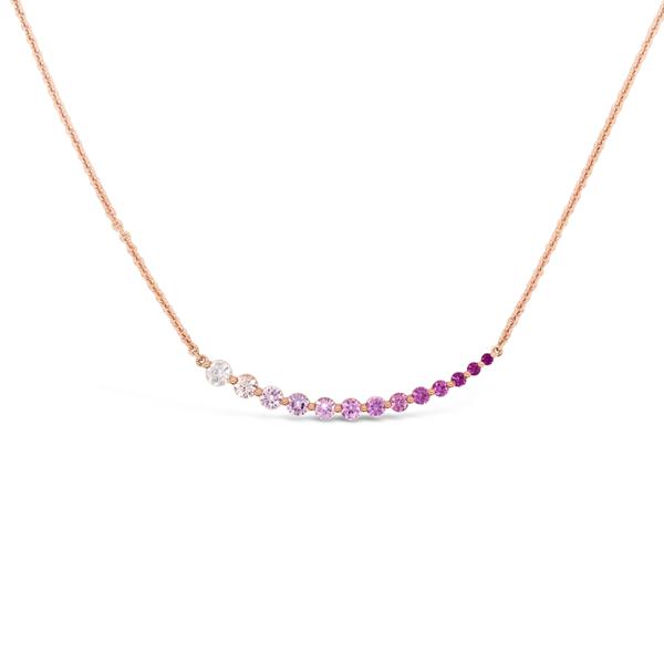 Pink Sapphires Gradient Rose Gold Necklace