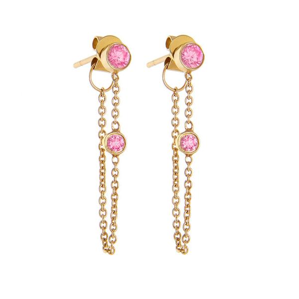 Chains That Bind Earrings - 14K Gold & Pink Sapphires