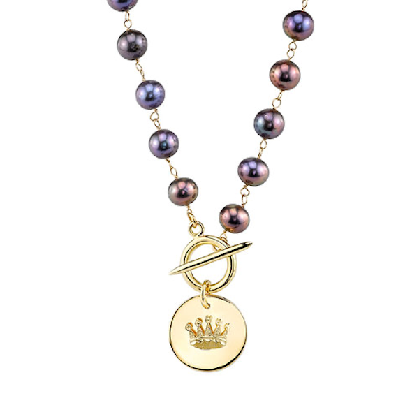 PEARL NECKLACE WITH CROWN PENDANT