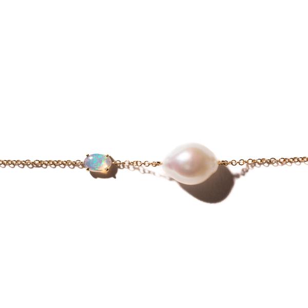 Baroque pearl and opal bracelet