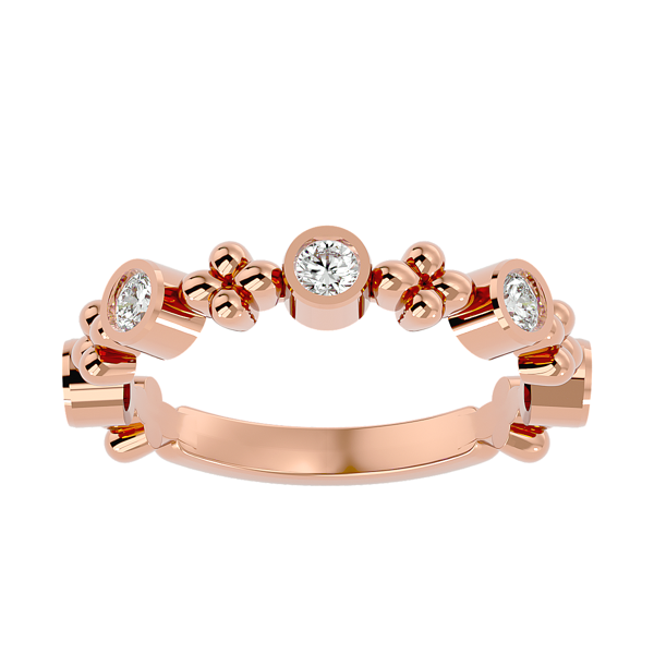 14K Rose Gold .55cttw Lab Created Diamond Bezel and Beads RIng