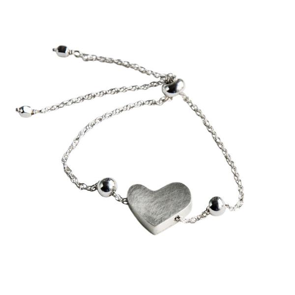 Adjustable heart bracelet - silver