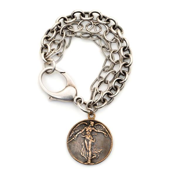 WW1 Winged Victory Angel Statement Coin Bracelet