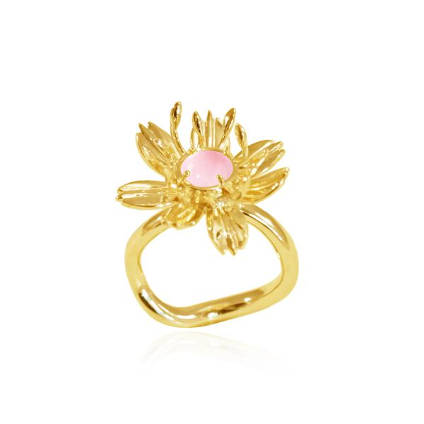 Moonlit Flower Ring LRG_14KYG_Pink Opal
