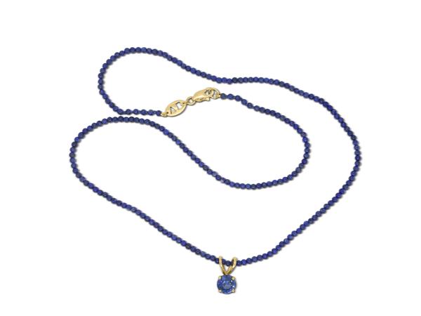 Sapphire Bunny & Lapis Stone Necklace