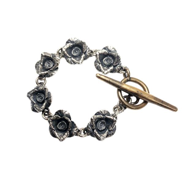 Sterling and bronze Rose Toggle Bracelet