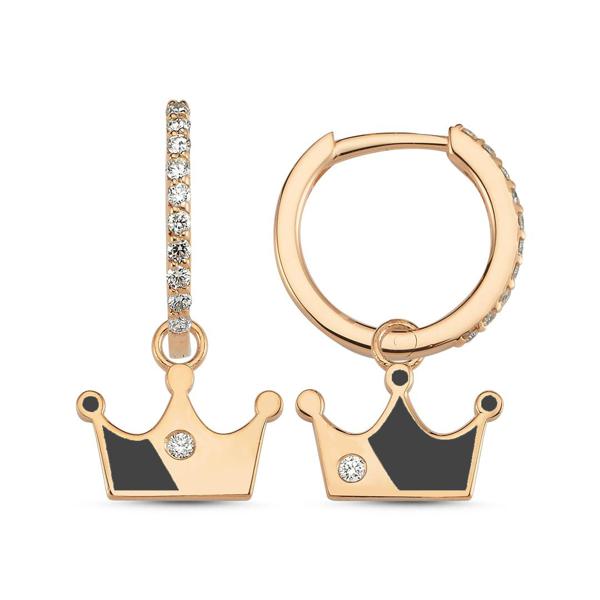 Enameled Symbols with Diamond Huggies, Crown
