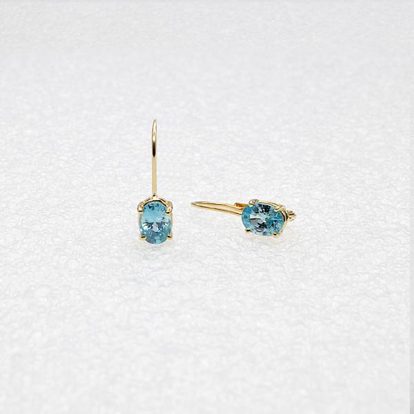 Blue Zircon Birthstone Drop Earrings
