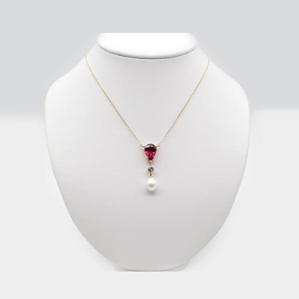 Pink Tourmaline, Zircon & Baroque Pearl Necklace