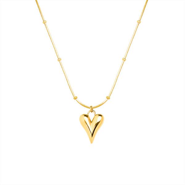 Hot Selling 18K Gold Plated Stainless Steel Snake Chain Heart Clavicle Necklace