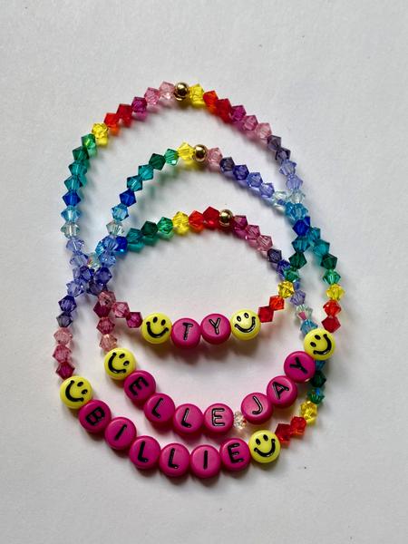 Ombre Rainbow Smilye Swarovski Crystal Name Bracelets