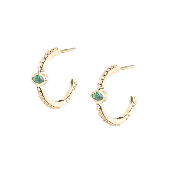 Emerald Naveta Earrings - Gold Plated