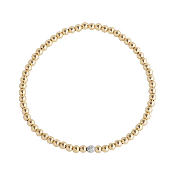 3mm 14k Gold and Diamond Ball on a Gold-filled Beaded Bracelet