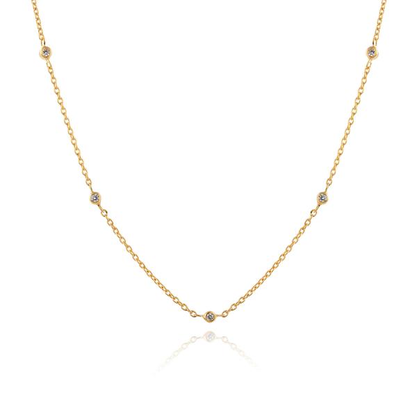 Halo Diamond Necklace - 18k Gold Plated
