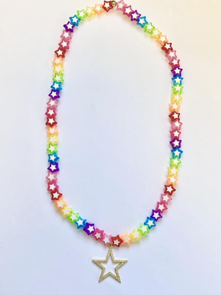 Rainbow Star Pave Necklace