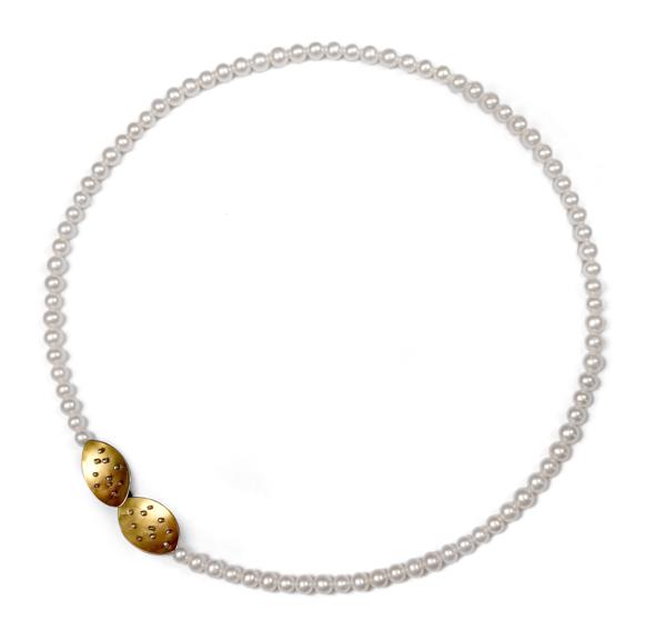 Pearl Leaf Spangles Gold Necklace