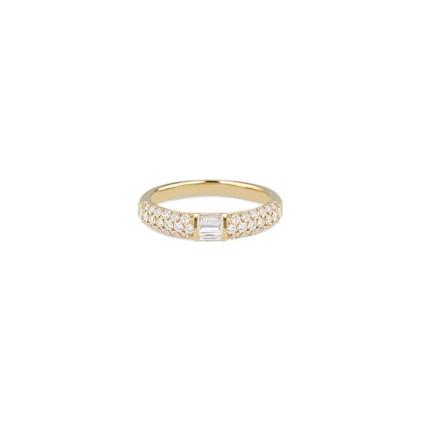 Stacked half eternity band with pave set brilliant cut & baguette dia