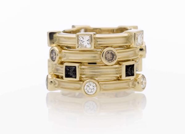 4 Diamond Stacking Bands - 5 Diamonds in each Band