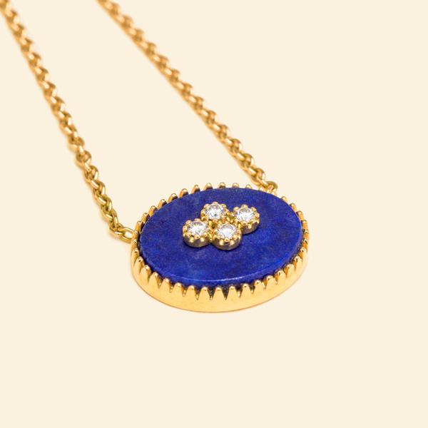 La  Rose des Alizés Yellow Gold Lapis Lazuli Necklace