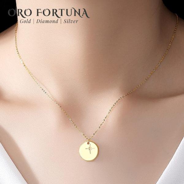 Dainty 14k Gold Northern Star Round Pendant Necklace for Women